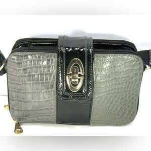 NWOT - Beautiful Madi Claire Leather Crossbody Bag - Gray/Black